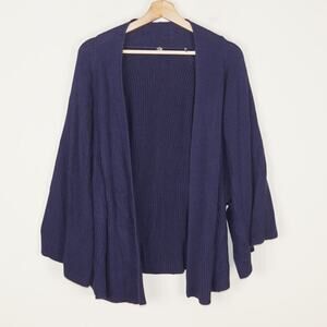 Margaret O'Leary Cotton Blue Knit Wide Sleeve Angel Cardigan Womens Sz XS / S